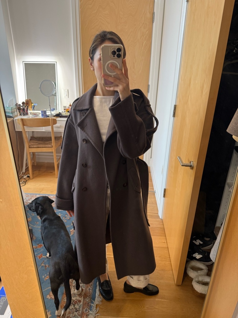 Womens Double Face Merino Cashmere Long Wool Coat